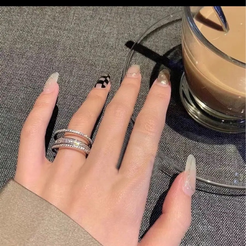 Adjustable Silver Plated Ring With Swarovski Elem… - image 3